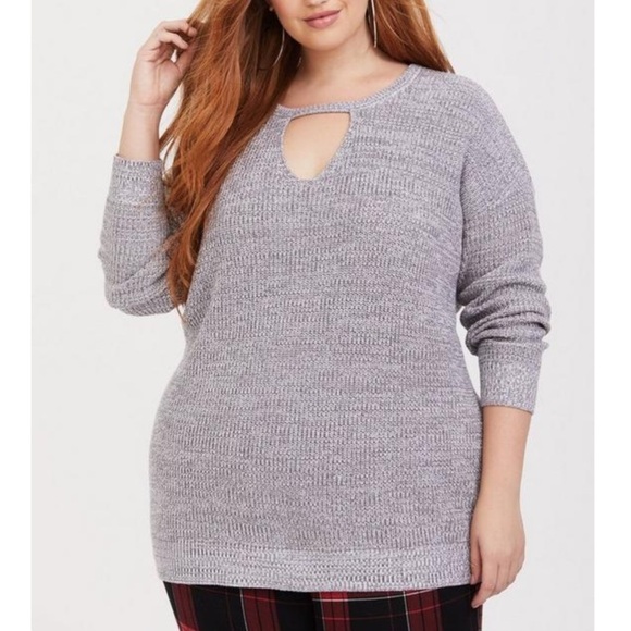 Torrid Grey Marl Keyhole Tunic - Picture 1 of 11